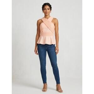 NWT Soho Romantic Pink Sleeveless Chiffon Pleated Corset Bustier Top NYC Size L